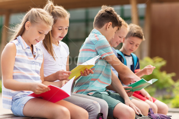 group of happy elementary school students outdoors Stock photo © dolgachov