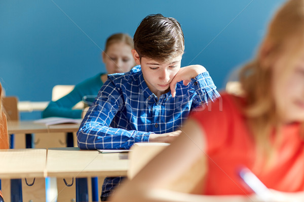 Stock foto: Gruppe · Studenten · Pfund · schriftlich · Schule · Test