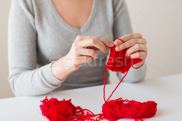 woman hands knitting with needles and yarn Stock photo © dolgachov