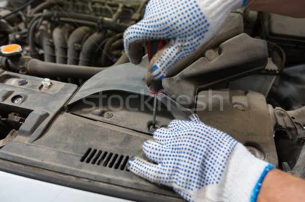 Mechaniker Mann Schraubenschlüssel Auto Workshop Stock foto © dolgachov