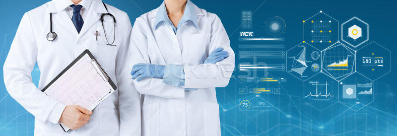 Ärzte Stethoskop Zwischenablage Charts Gesundheitswesen Menschen Stock foto © dolgachov