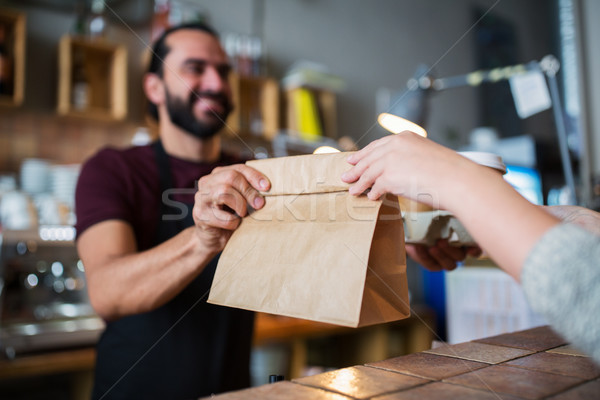 Stockfoto: Man · barman · klant · coffeeshop · kleine · bedrijven