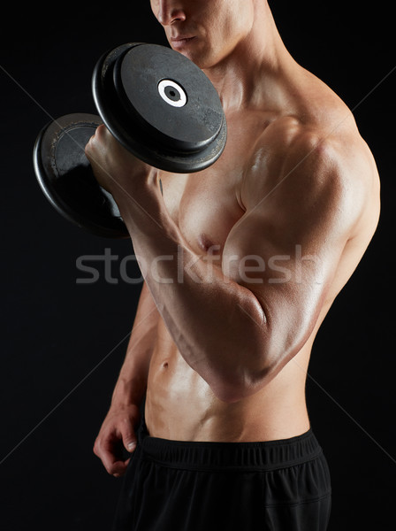 Stok fotoğraf: Adam · dambıl · egzersiz · spor · vücut · geliştirme