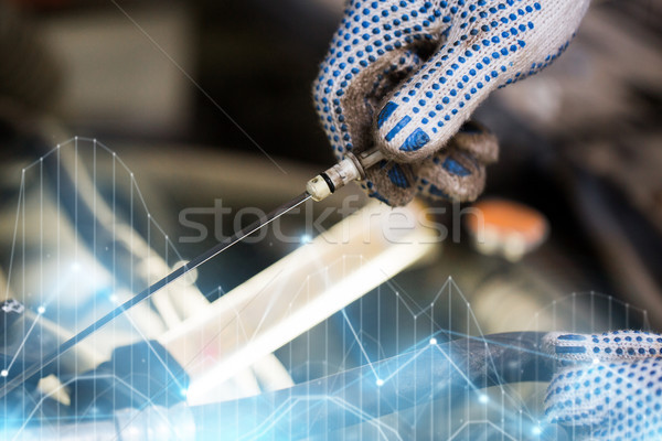Mekanik motor yağı seviye araba hizmet tamir Stok fotoğraf © dolgachov