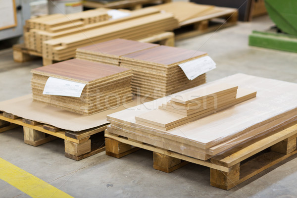 wooden boards and chipboards storing at factory Stock photo © dolgachov