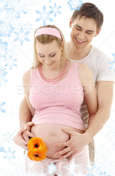 Stock foto: Paar · warten · Baby · Bild · glücklich · Frau