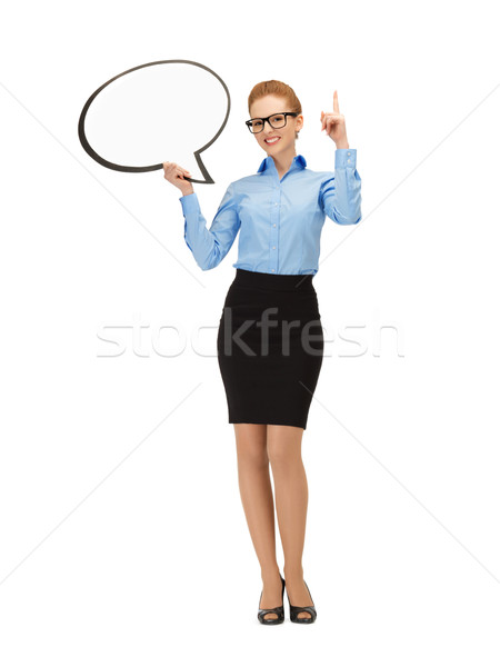 smiling businesswoman with blank text bubble Stock photo © dolgachov