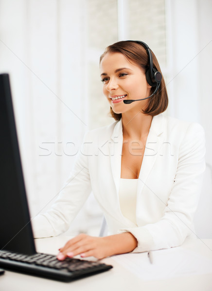 Barátságos női segélyvonal kezelő üzlet kommunikáció Stock fotó © dolgachov