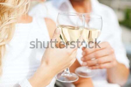 Lesbijek para szampana okulary ludzi Zdjęcia stock © dolgachov