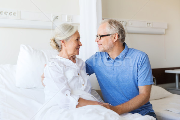 Stock photo: senior couple meeting at hospital ward