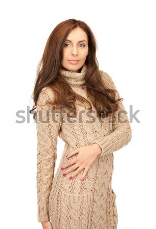Mooie vrouw wol jurk foto vrouw winter Stockfoto © dolgachov