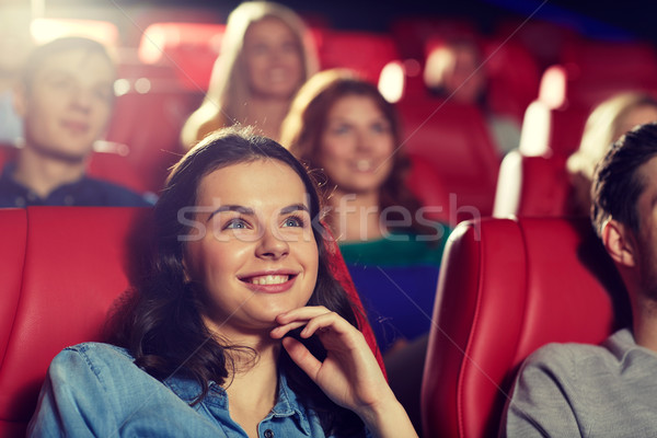 счастливым друзей смотрят фильма театра кино Сток-фото © dolgachov
