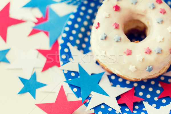 donut with star decoration on independence day Stock photo © dolgachov