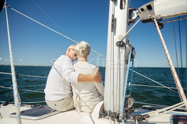 Couple de personnes âgées voile bateau yacht mer [[stock_photo]] © dolgachov