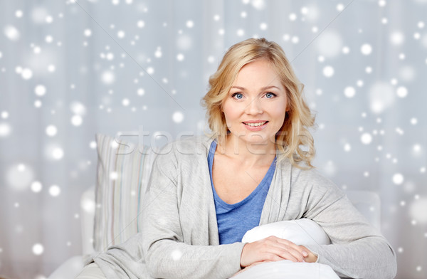 happy middle aged woman at home Stock photo © dolgachov