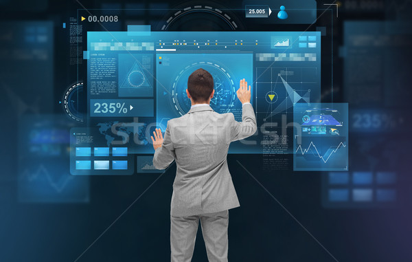 Geschäftsmann arbeiten Geschäftsleute Technologie Cyberspace Stock foto © dolgachov