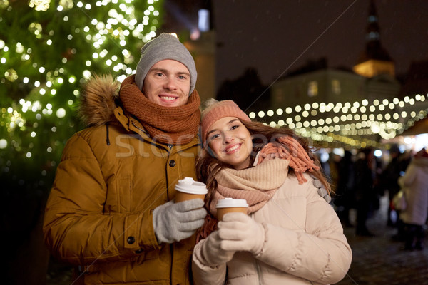 Feliz café Navidad mercado invierno Foto stock © dolgachov