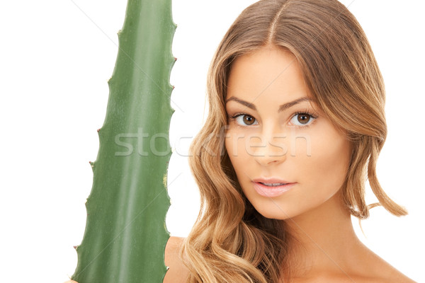 Frau Aloe Bild Gesicht Gesundheit grünen Stock foto © dolgachov