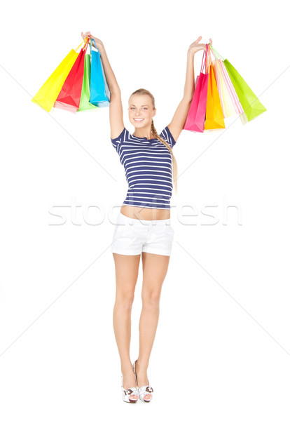 Klant foto vrouw gelukkig winkelen Stockfoto © dolgachov