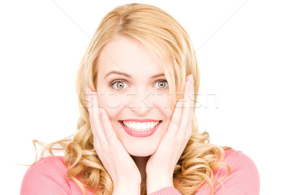 überrascht Frau Gesicht hellen Bild weiß Frau Stock foto © dolgachov