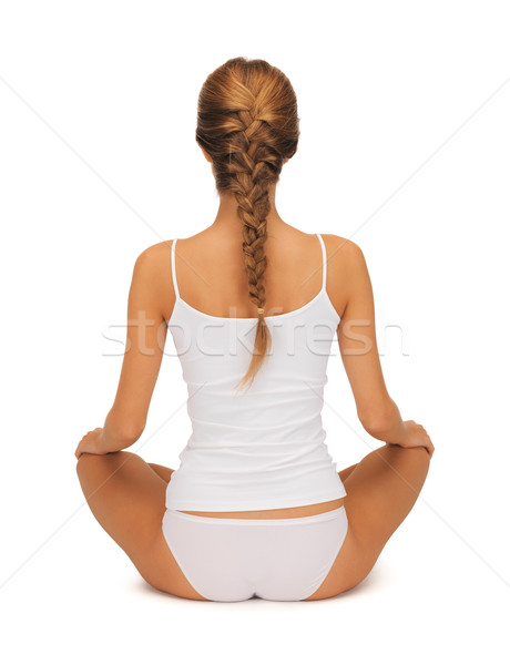 woman in undrewear practicing yoga lotus pose Stock photo © dolgachov