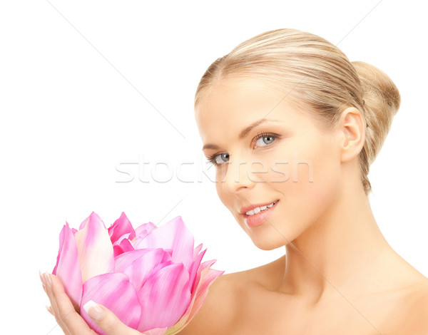 Stock photo: lovely woman with lotos flower