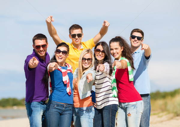 Stockfoto: Groep · vrienden · strand · zomer · vakantie