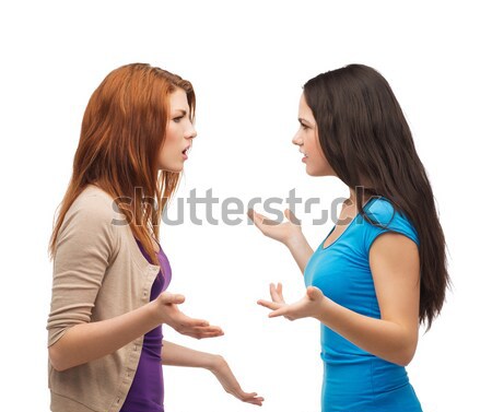 Stockfoto: Twee · tieners · strijd · vriendschap · mensen