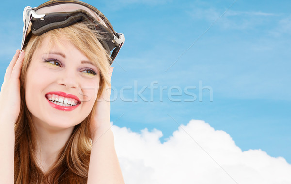 smiling teenage girl in snowboard goggles Stock photo © dolgachov