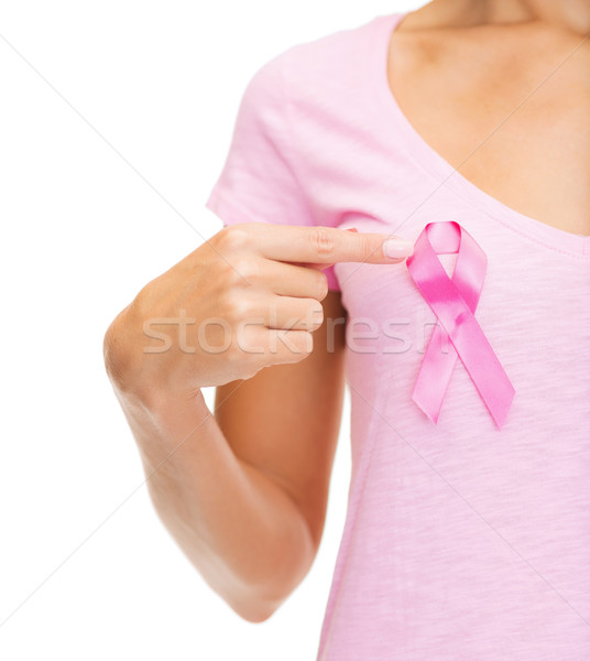 Nő rózsaszín rák tudatosság szalag egészségügy Stock fotó © dolgachov