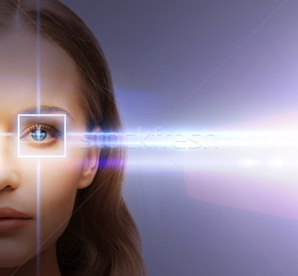 Donna occhi laser correzione frame salute Foto d'archivio © dolgachov
