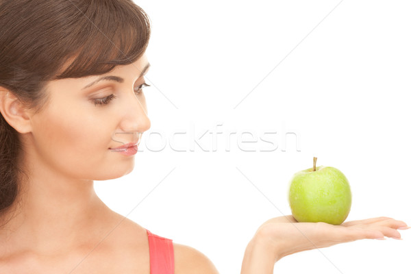 young beautiful woman with green apple Stock photo © dolgachov