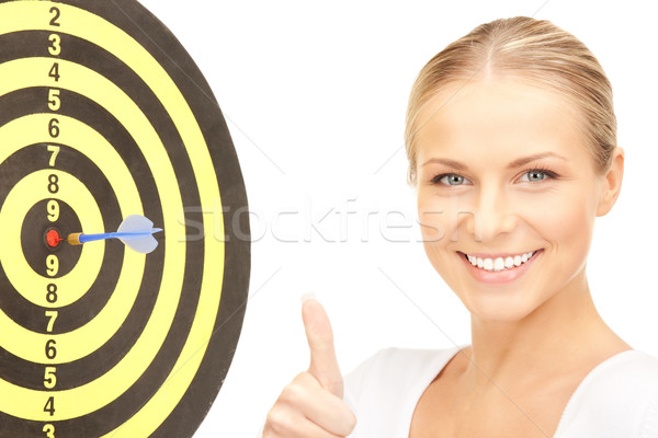 Stock photo: businesswoman with dart and target