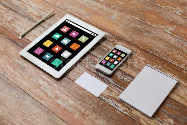 close up of notebook, tablet pc and smartphone Stock photo © dolgachov