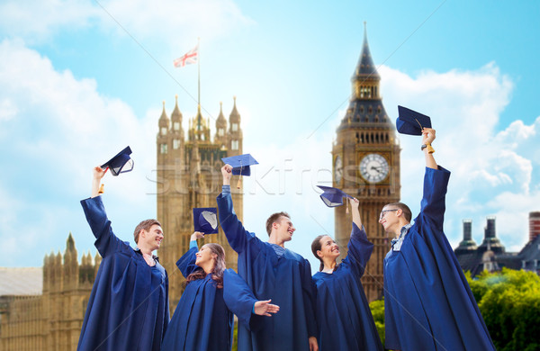 Foto stock: Grupo · sorridente · estudantes · educação · graduação · pessoas