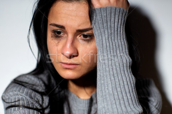 Közelkép boldogtalan sír nő emberek bánat Stock fotó © dolgachov