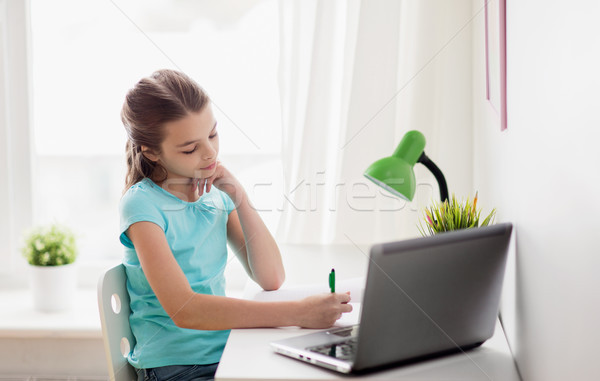 Lány laptop ír notebook otthon emberek Stock fotó © dolgachov