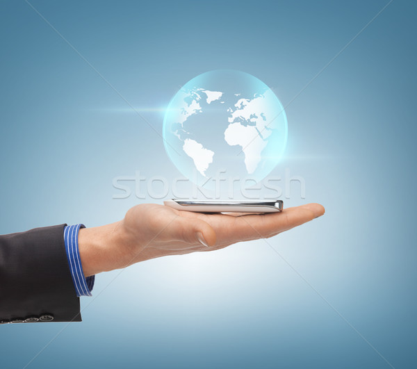 Homem mão esfera globo notícia tecnologia Foto stock © dolgachov