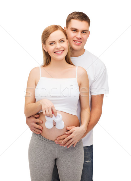 Foto stock: Feliz · jóvenes · familia · nino · embarazo