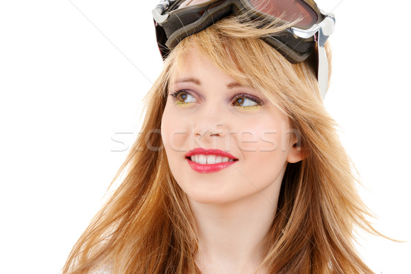 smiling teenage girl in snowboard goggles Stock photo © dolgachov