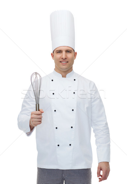 Feliz masculina chef cocinar batidor cocina Foto stock © dolgachov