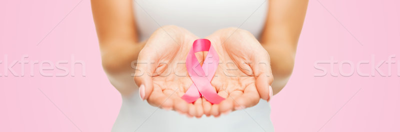 商業照片: 手 · 粉紅色 · 乳腺癌 · 意識 · 色帶