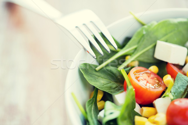 close up of vegetable salad bowl Stock photo © dolgachov