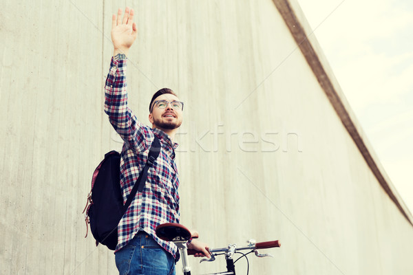 Homme fixé engins vélo sac à dos [[stock_photo]] © dolgachov