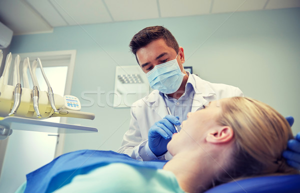 мужчины стоматолога маске женщины пациент зубов Сток-фото © dolgachov