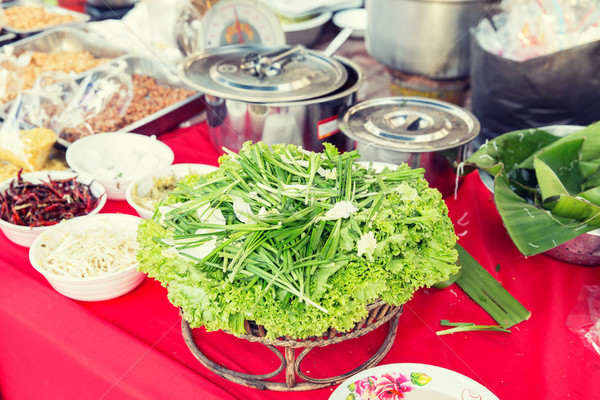 foodstuff and spices sale at asian street market Stock photo © dolgachov