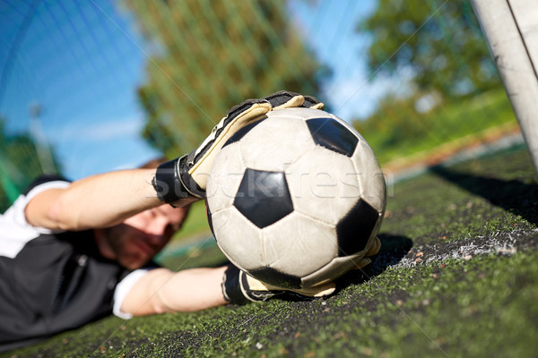 Goleiro bola futebol meta campo esportes Foto stock © dolgachov