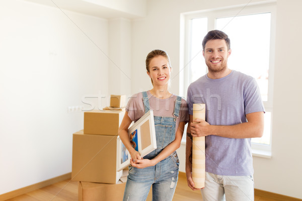Stock foto: Glücklich · Paar · Boxen · bewegen · neues · Zuhause · Hypothek