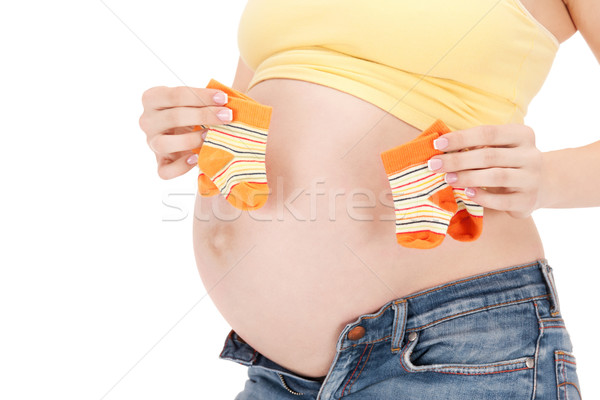 Donna incinta pancia twin calze foto bella Foto d'archivio © dolgachov