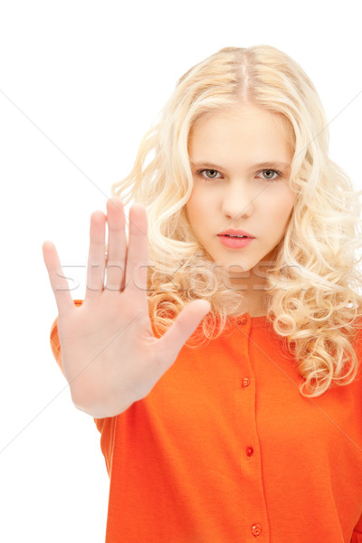 Stock photo: woman making stop gesture